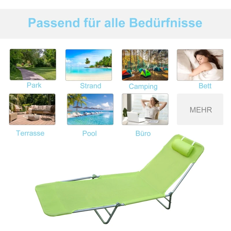Outsunny LEŻAK PLAŻOWY OGRODOWY SKŁADANY zielony
