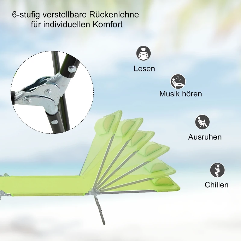 Outsunny LEŻAK PLAŻOWY OGRODOWY SKŁADANY zielony