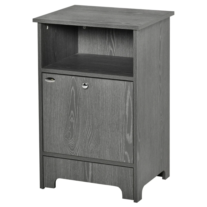 PawHut Mobile Multiuso con Ciotole per Cani e Gatti, Acciaio e Legno, 48x40x75cm, Grigio