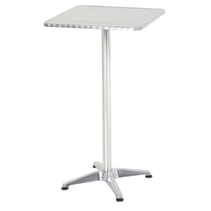 Homcom Tavolo Bar Ristorante in Acciaio Inox Quadrato 60x60cm Altezza 70-110cm