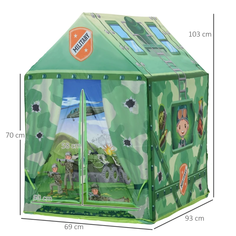 HOMCOM Cort de Joaca pentru Copii 3+ Ani pentru Intern si Extern Verde 93x69x103cm