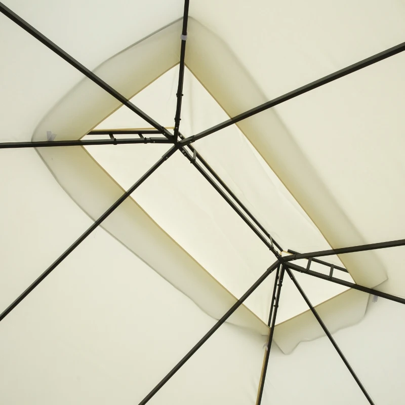 Outsunny Pérgola de Jardim 4x3m Pérgola de Alumínio com  Teto com Ventilação 4 Cortinas Laterais 4 Telas Mosquiteiras e 8 Orifícios de Drenagem para festas Eventos Exterior Creme