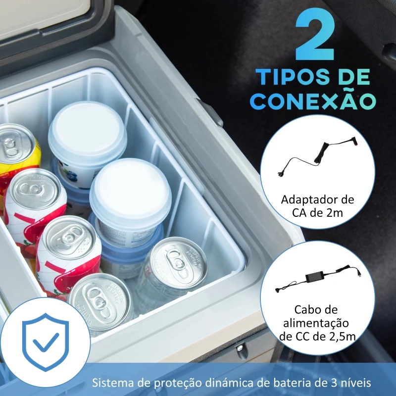 Outsunny Geleira de Compressor Portátil 55L Geleira Elétrica de Carro CC 12V/24V Temperatura até -20℃ com Tela Tátil Alça Retrátil e Rodas 71,1x46x57,1cm Preto