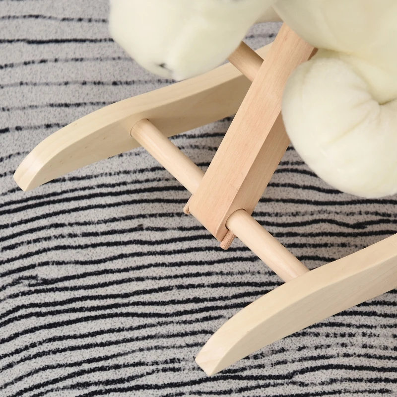 HOMCOM Cavallo a Dondolo Bianco e Rosa con Suoni e Struttura in Legno di Pioppo per Bambini 18-36 Mesi, 70x28x57cm