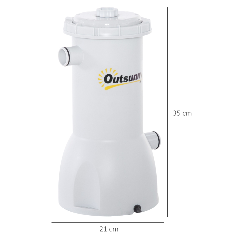 Outsunny Filtro Purificador 4.000L/H para Piscinas de 15.000L com Bolas de Filtro e Mangueiras de Conexão de 30mm Comprimento 100cm Ø21x35cm Cinza