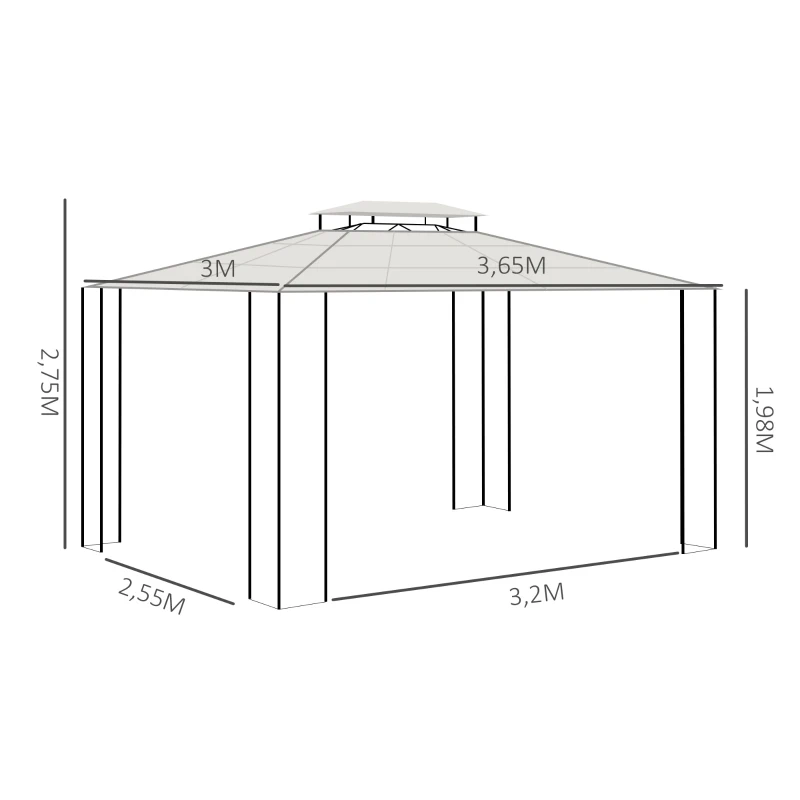 Outsunny Pérgola de Jardim 3,6x3m Pérgola de Exterior com Cobertura de Policarbonato e Estrutura de Aço Alumínio Proteção Solar para Festas Eventos Marrom