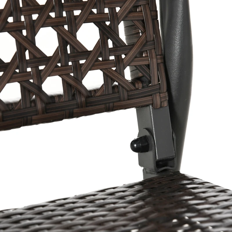 Outsunny Banco Baloiço de Vime de 2 Lugares Baloiço de Jardim com Balanço Ergonómico e Estrutura de Metal para Terraço Balcão Exterior Carga 220kg 70x120x84cm Marrom