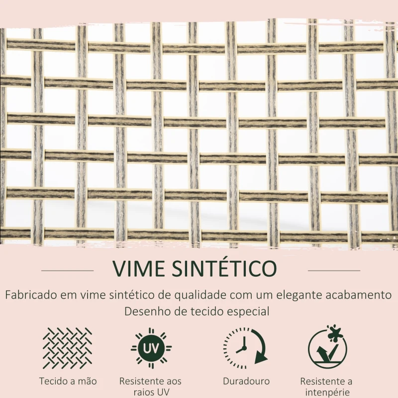 Outsunny Conjunto de Jardim Refeição de 7 Peças com 1 Mesa de Vidro e 6 Cadeiras de Vime Cinza e Natural