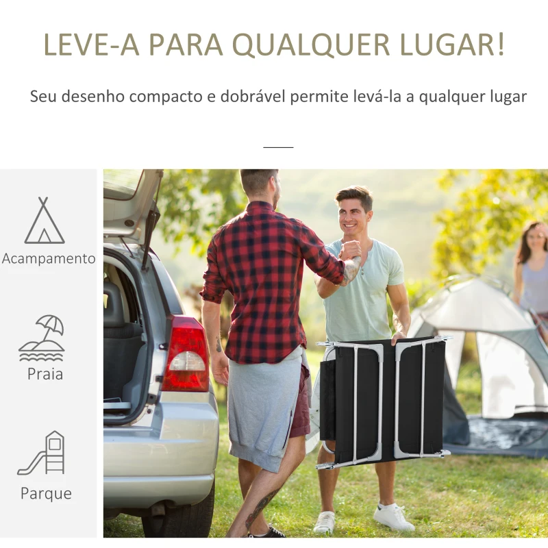 Outsunny Espreguiçadeira de Jardim Reclinável e Dobrável com Orifício de Leitura Apoio para Cabeça e Encosto Ajustável em 4 Níveis para Praia 182x56x24,5 cm Preto