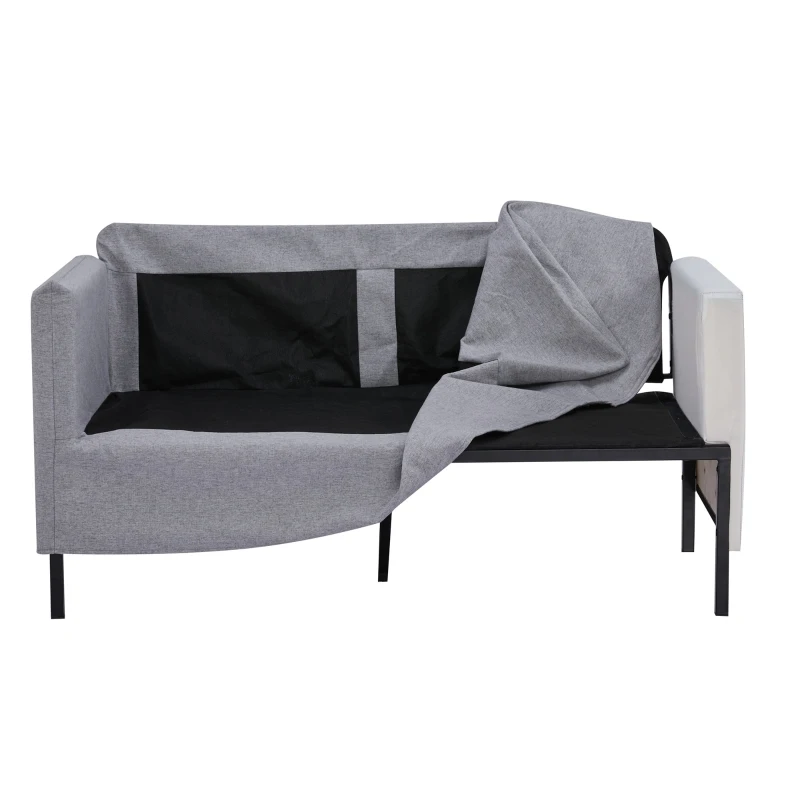 HOMCOM Sofá de 2 Lugares Estofado em Linho Sintético Sofá 2 Lugares de Sala de Estar com Almofadas Acolchoadas Apoio para os Braços e Pés de Aço 130x67x76,5cm Cinza