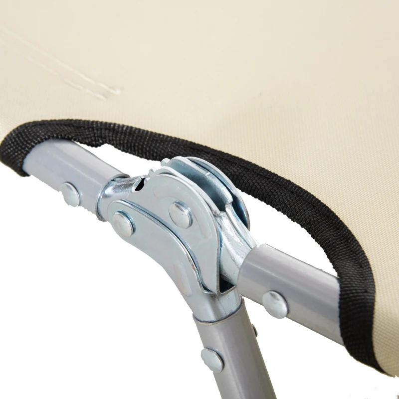 Outsunny Espreguiçadeira de Jardim Reclinável e Dobrável com Orifício de Leitura Apoio para Cabeça e Encosto Ajustável em 4 Níveis para Praia 182x56x24,5 cm Bege