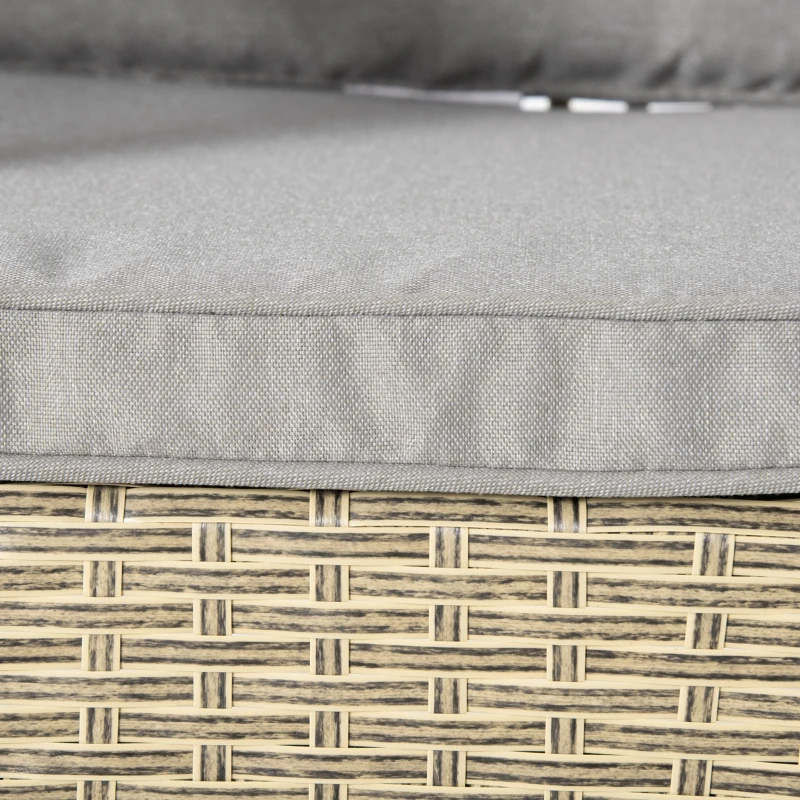 Outsunny Conjunto de Jardim Refeição de 7 Peças com 1 Mesa de Vidro e 6 Cadeiras de Vime Cinza e Natural