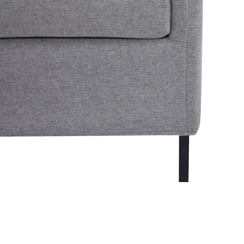 HOMCOM Sofá de 2 Lugares Estofado em Linho Sintético Sofá 2 Lugares de Sala de Estar com Almofadas Acolchoadas Apoio para os Braços e Pés de Aço 130x67x76,5cm Cinza