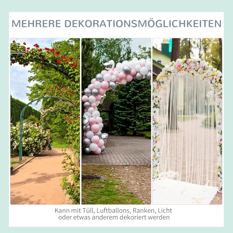 Outsunny plantenboog met bank zitbank boog trellis rooster tuin gewelfd dak metaal zwart 152 x 58 x 207 cm