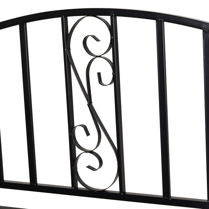 Outsunny plantenboog met bank zitbank boog trellis rooster tuin gewelfd dak metaal zwart 152 x 58 x 207 cm