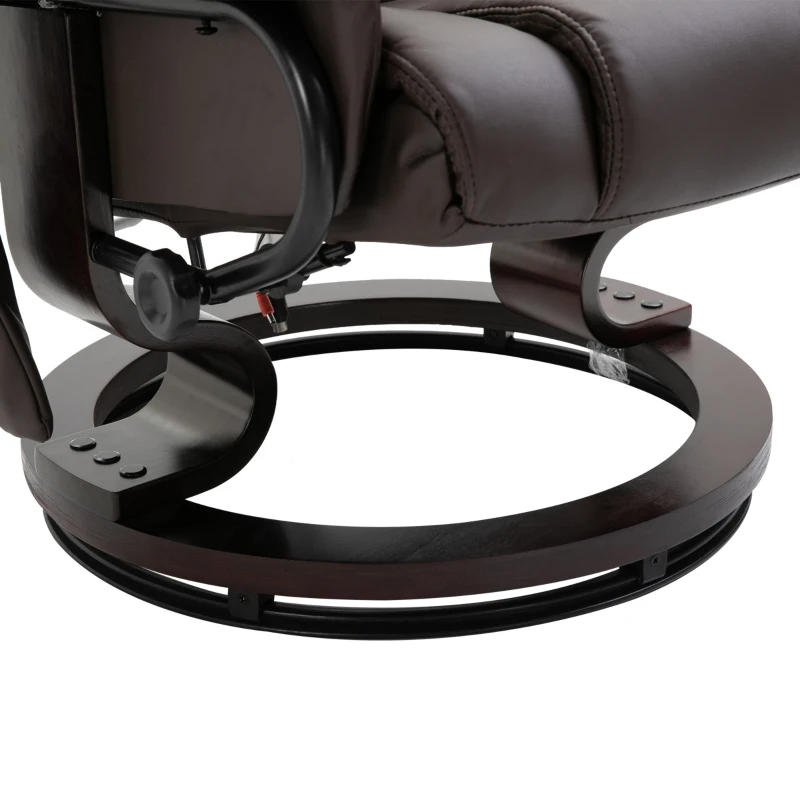 HOMCOM massagestoel met voetenbank relaxstoel kantelbaar tot 145° kunstleer bruin 79 x 82 x 101 cm(m-8)