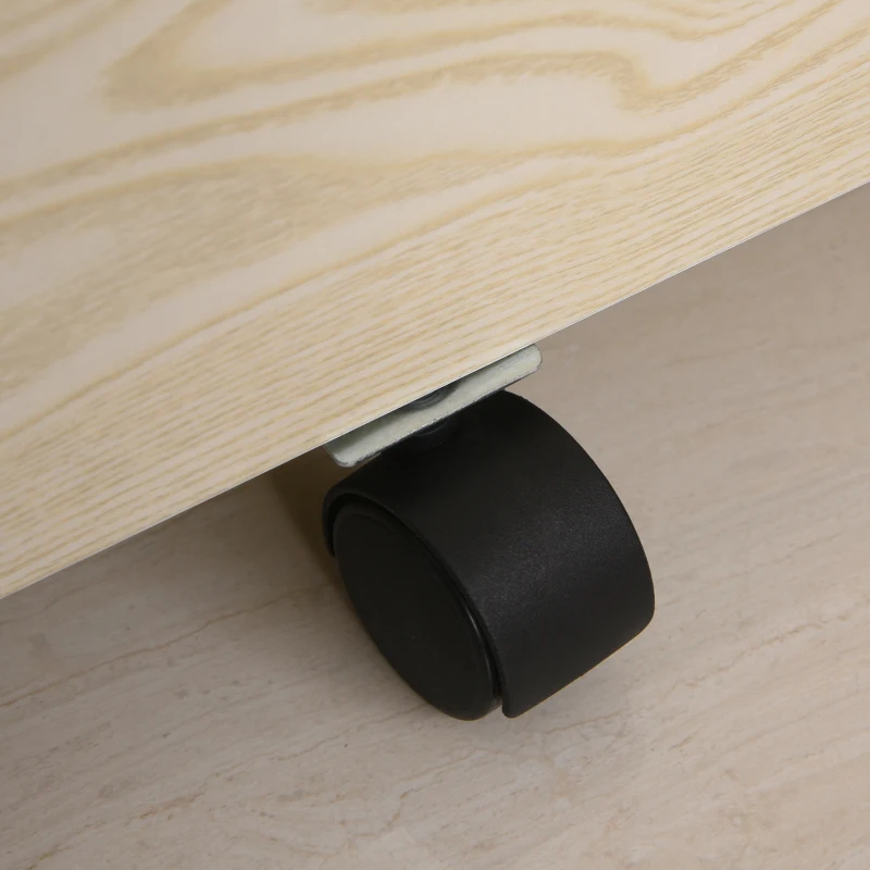 Vinsetto ladeblok archiefkast kantoorcontainer met 2 lades 2 sleutels kantoorkast opbergruimte, ladeblok 5 universele wielen spaanplaat naturel 40 x 44 x 54,6 cm