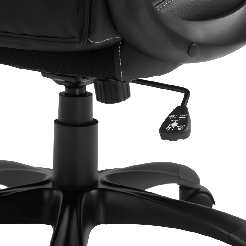 Vinsetto ergonomische bureaustoel, gaming stoel, draaistoel, kunstleer, schuimstof, nylon, mesh-stof, zwart, wit, 67 x 75 x 116,5-126 cm