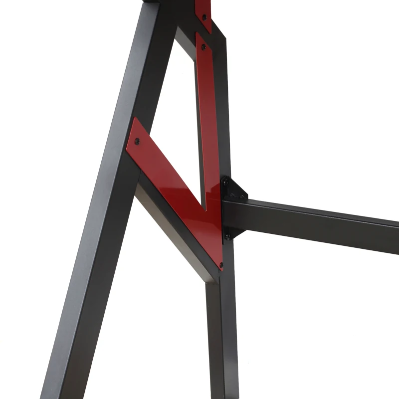 HOMCOM Gamingtafel bureau met koptelefoonhaak bekerhouder R-vormige computertafel MDF metaal zwart + rood 120 x 58 x 75 cm