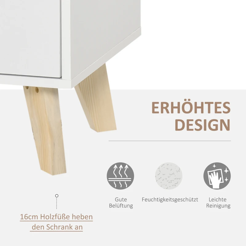 HOMCOM opbergkast multifunctionele kast garderobe linnenkast dressoir met lade spaanplaat wit + origineel hout 60 x 40 x 100 cm