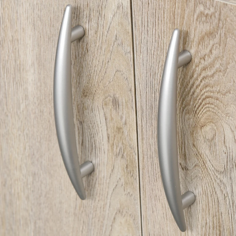 HOMCOM keukenkast met 4 verstelbare schappen open vakken magnetronschap hoge kast met lage opbergkast en 2 schuiflades commode spaanplaat metaal naturel hout + wit 100 x 39 x 180 cm