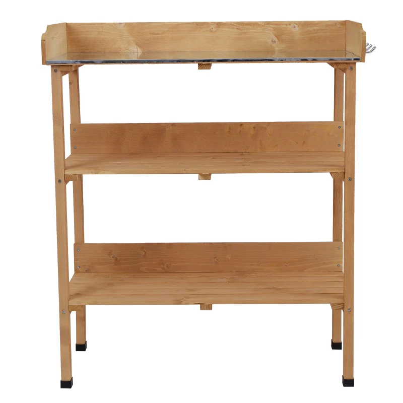 Planttafel met metalen werkblad tuiniertafel bloementafel tuin hout