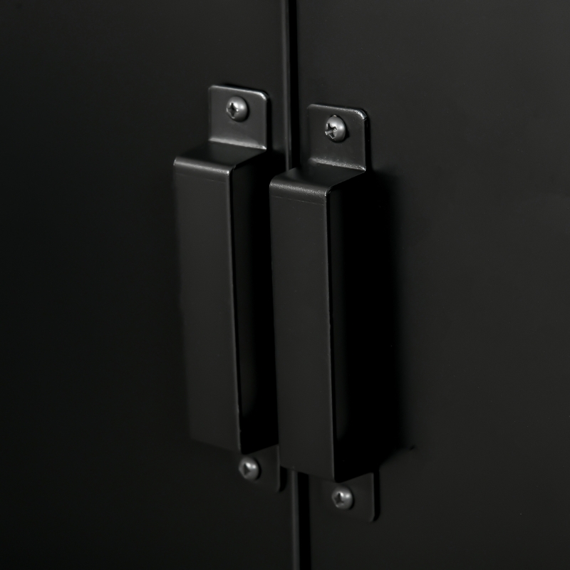 HOMCOM dressoir archiefkast met gelamelleerde deuren garderobe opbergkast industriële metalen kast met 2 verstelbare planken woonkamer slaapkamer zwart 75 x 33 x 110 cm(m-9)