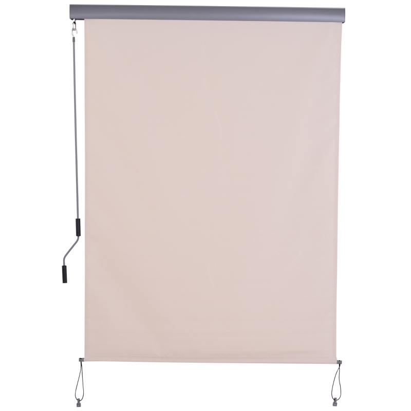 Outsunny verticale luifel balkonluifel verticale luifel windbescherming zijrolgordijn privacybescherming met handslinger polyester + aluminium crèmewit 140 x 250 cm