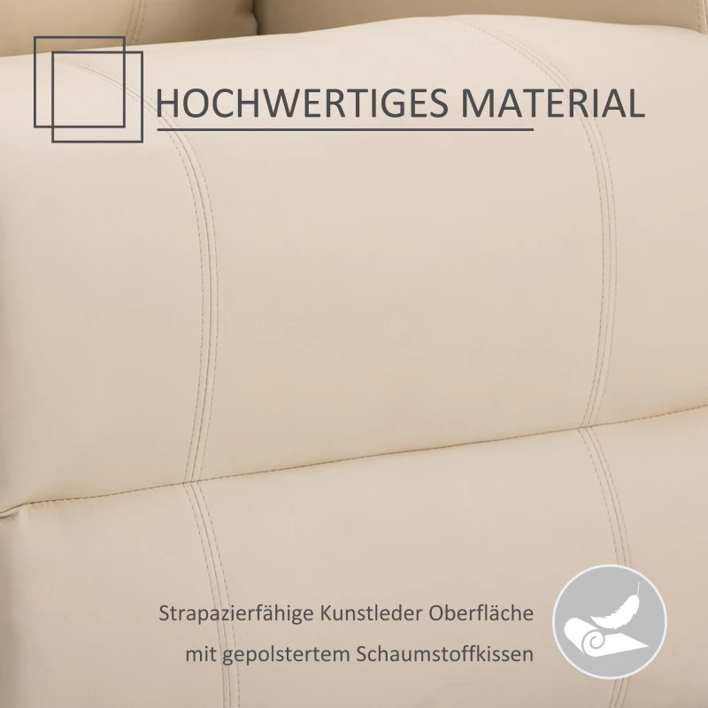 HOMCOM massagestoel, relaxstoel, tv-stoel, massagefunctie, ligfunctie, kunstleer hout metaal schuimstof, beige, 82 x 97 x 110 cm(m-4)
