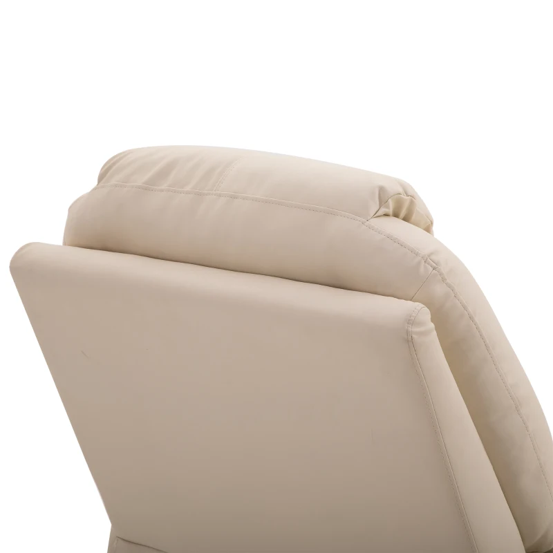 HOMCOM massagestoel, relaxstoel, tv-stoel, massagefunctie, ligfunctie, kunstleer hout metaal schuimstof, beige, 82 x 97 x 110 cm(m-8)
