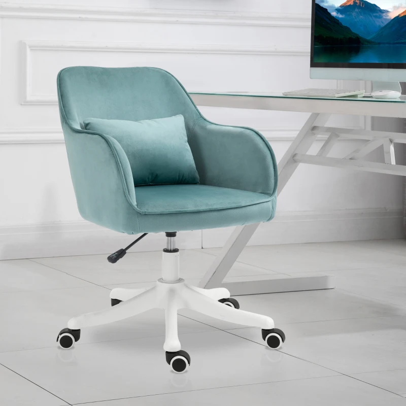 Vinsetto massage bureaustoel kantoorstoel computerstoel draaistoel werkstoel met trilfunctie armsteunen in hoogte verstelbaar fluweel roze 55 x 65 x 79-89 cm