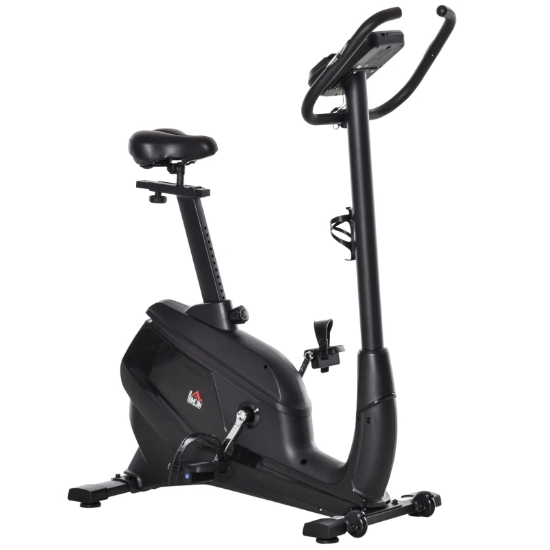 HOMCOM hometrainer fietstrainer hometrainer magnetische hartslagmeting LCD computerdisplay fitnessfiets verstelbaar 150 kg staal zwart 94 x 54 x 142 cm