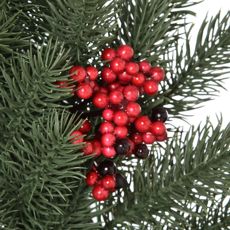 HOMCOM dennenkrans deurkrans kerstkrans achterzijde met ophanglus PE groen Ø60 x 8 cm