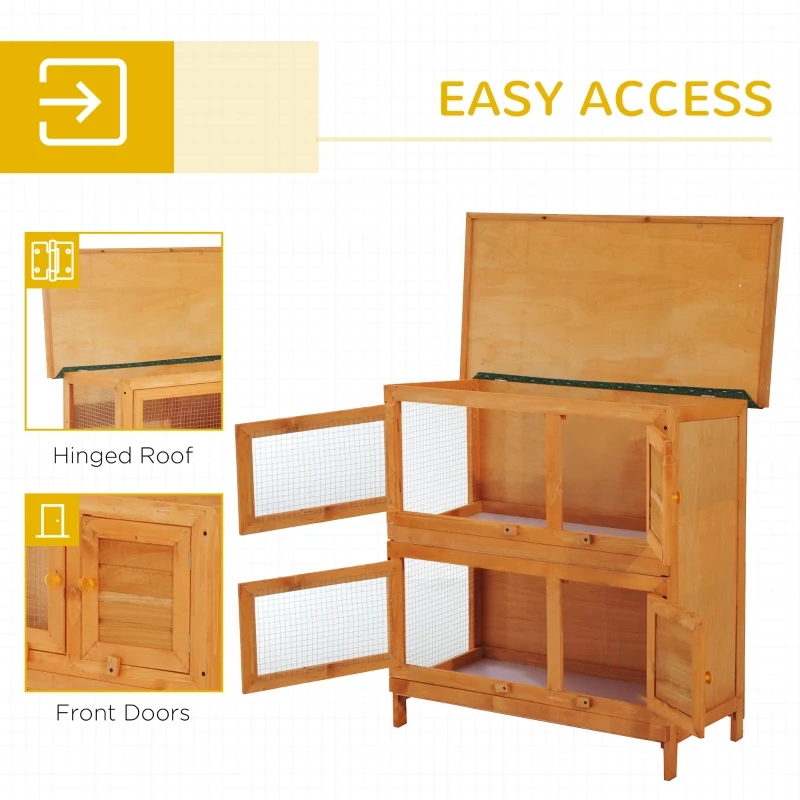 PawHut cusca de exterior pentru iepuri, lemn brad 90x45x90cm