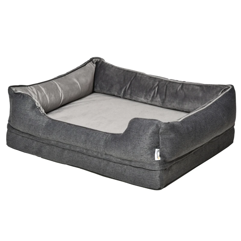 PawHut huisdier bed hondenmat hondenkussen hondenmatras hoes afneembaar wasbaar hondenbed huisdier bed hondenbank huisdier bed voor kleine honden katten traagschuim grijs 75 x 60 x 20 cm