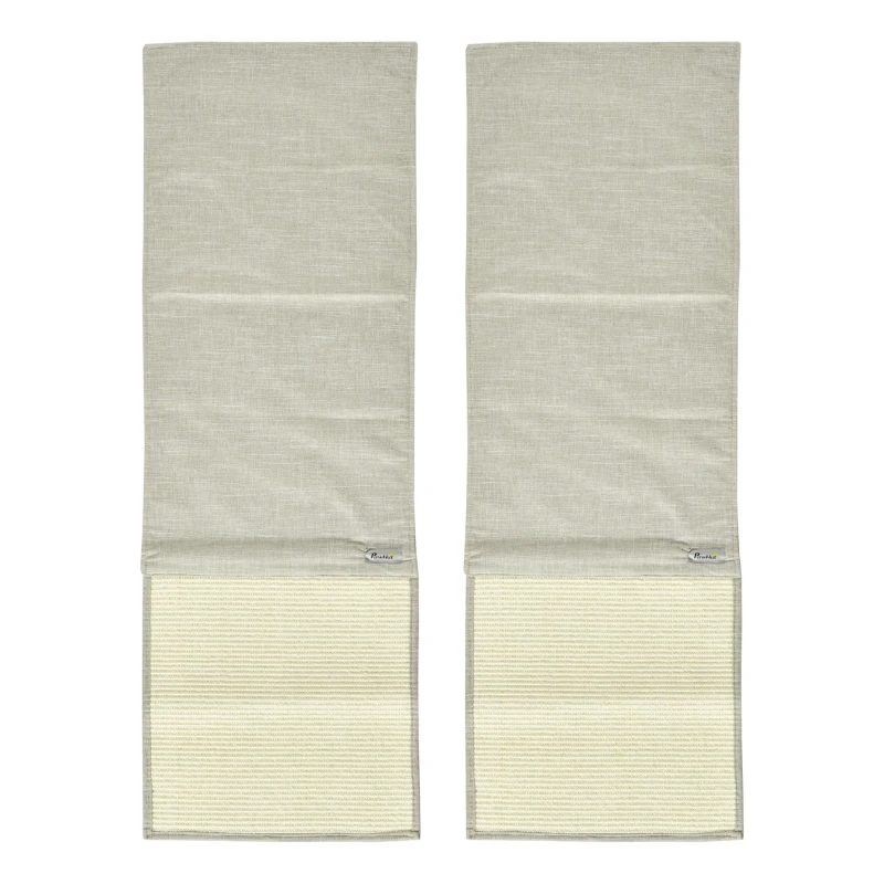 PawHut set van 2 kattenkrabmatten krasbescherming bank sisal krabtapijt voor kat fauteuil bank kattenkrabmat beige + grijs 130 x 45 x 0,3 cm