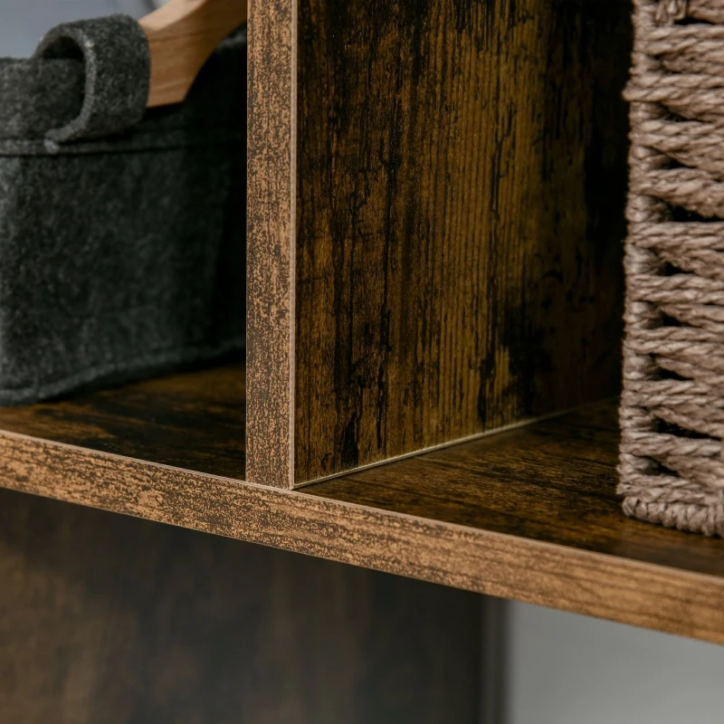 HOMCOM Storage Shelf 3-Tier Bookcase Display Rack Home Organizer for Home Office, Living Room, Playroom, Rustic Brown