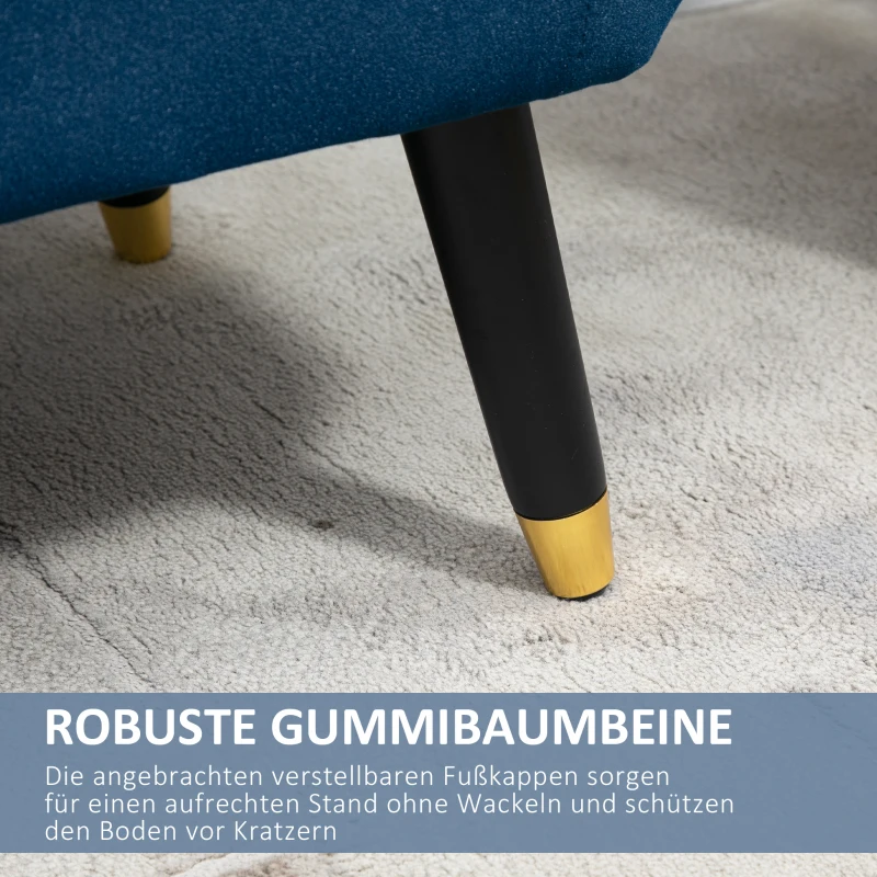 HOMCOM luxe bank gestoffeerde bank met opbergruimte armleuningen bank fluweelzacht polyester rubber hout blauw 107 x 42 x 65 cm