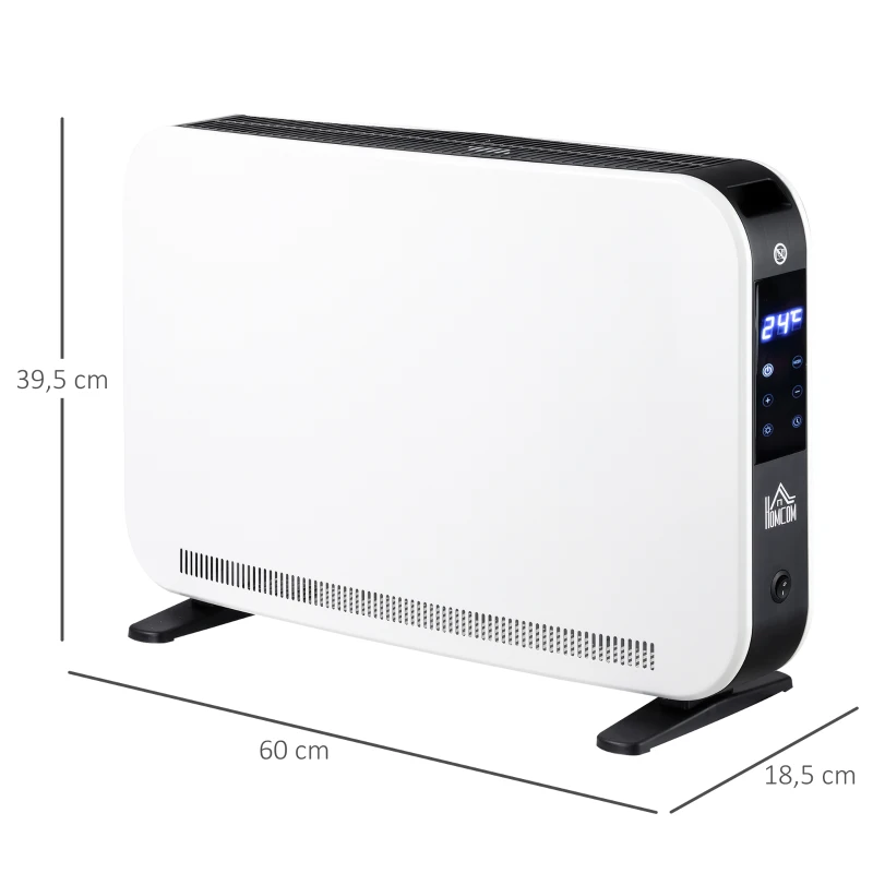 HOMCOM kachel luchtverhitter 2180 W elektrische kachel LED-licht met 3 niveaus warm 24-uurs timer kachel verwarming warmte staal kunststof wit 60 x 18.5 x 39.5 cm(m-3)