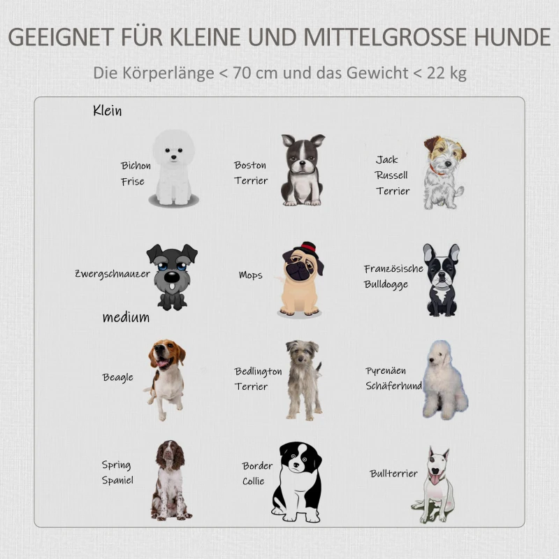 PawHut 2 in 1 design hondenbench hondenhok hondentransportbox opvouwbare bijzettafel hondenhok met raam huisdier verstelbare voetsteunen spaanplaat grijs + wit 85 x 55 x 75 cm(m-7)