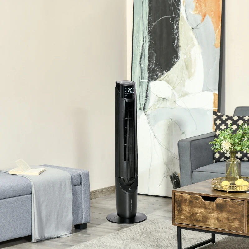 HOMCOM Ice Cooling Tower Fan, Water Conditioner Evaporative Air Cooler Unit with 4 Modes, 3 Speed, Remote Control, Timer, Oscillating for Home Bedroom, Black