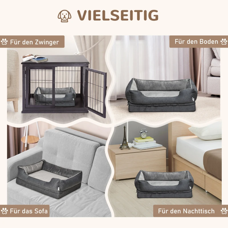 PawHut huisdier bed hondenmat hondenkussen hondenmatras hoes afneembaar wasbaar hondenbed huisdier bed hondenbank huisdier bed voor kleine honden katten traagschuim grijs 75 x 60 x 20 cm