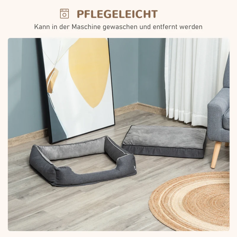 PawHut huisdier bed hondenmat hondenkussen hondenmatras hoes afneembaar wasbaar hondenbed huisdier bed hondenbank huisdier bed voor kleine honden katten traagschuim grijs 75 x 60 x 20 cm