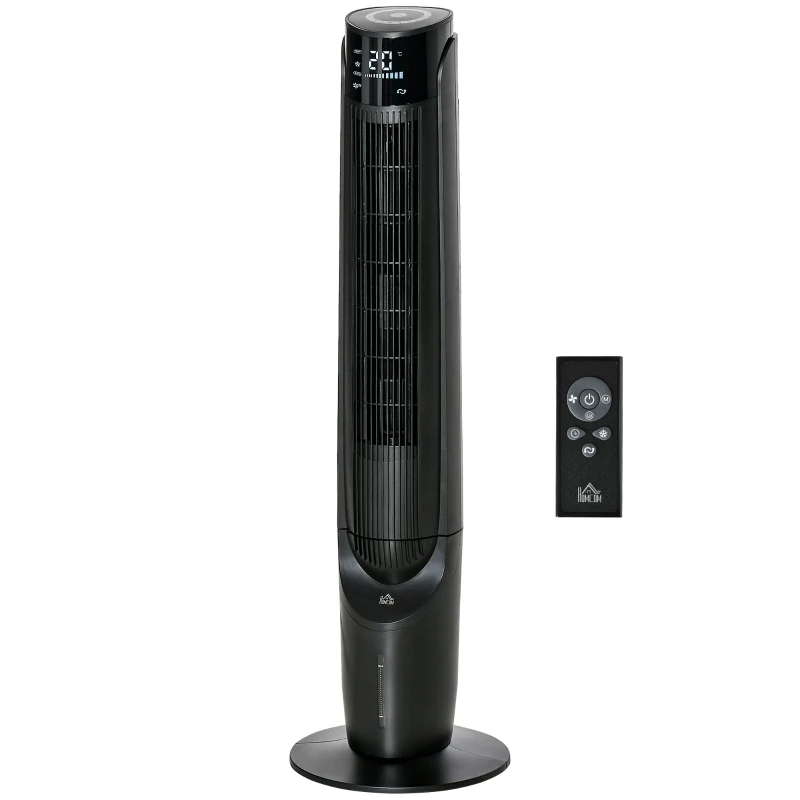 HOMCOM Ice Cooling Tower Fan, Water Conditioner Evaporative Air Cooler Unit with 4 Modes, 3 Speed, Remote Control, Timer, Oscillating for Home Bedroom, Black