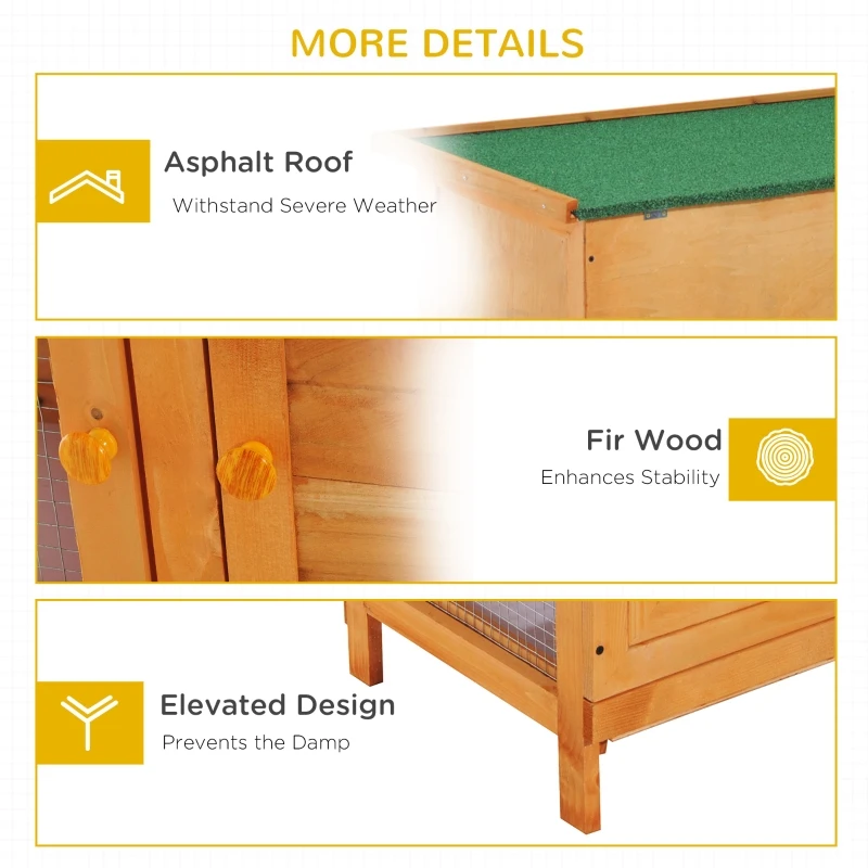 PawHut cusca de exterior pentru iepuri, lemn brad 90x45x90cm