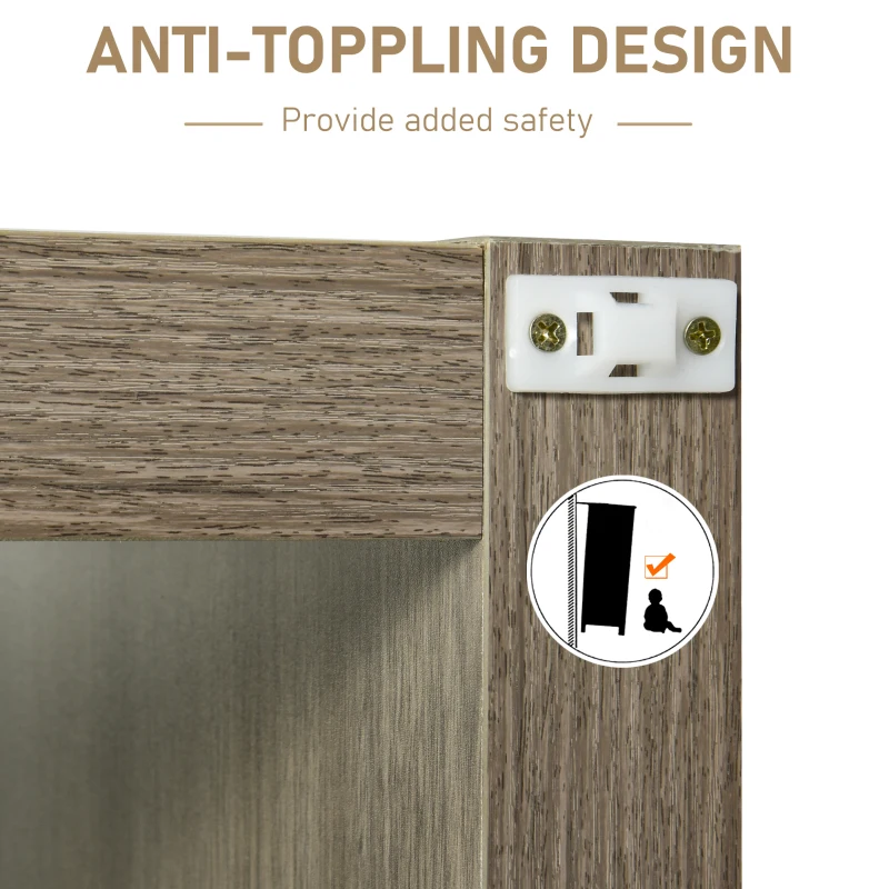 HOMCOM 2-Tier Storage Shelf Bookshelf Display Cabinet Double Cube Shelving Unit with Fabric Drawer, Grey