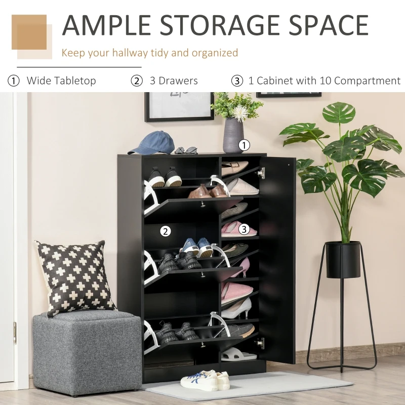 HOMCOM mobilier pentru hol cu ușă pentru pantofi modern din lemn negru 80x24x120cm(m-4)