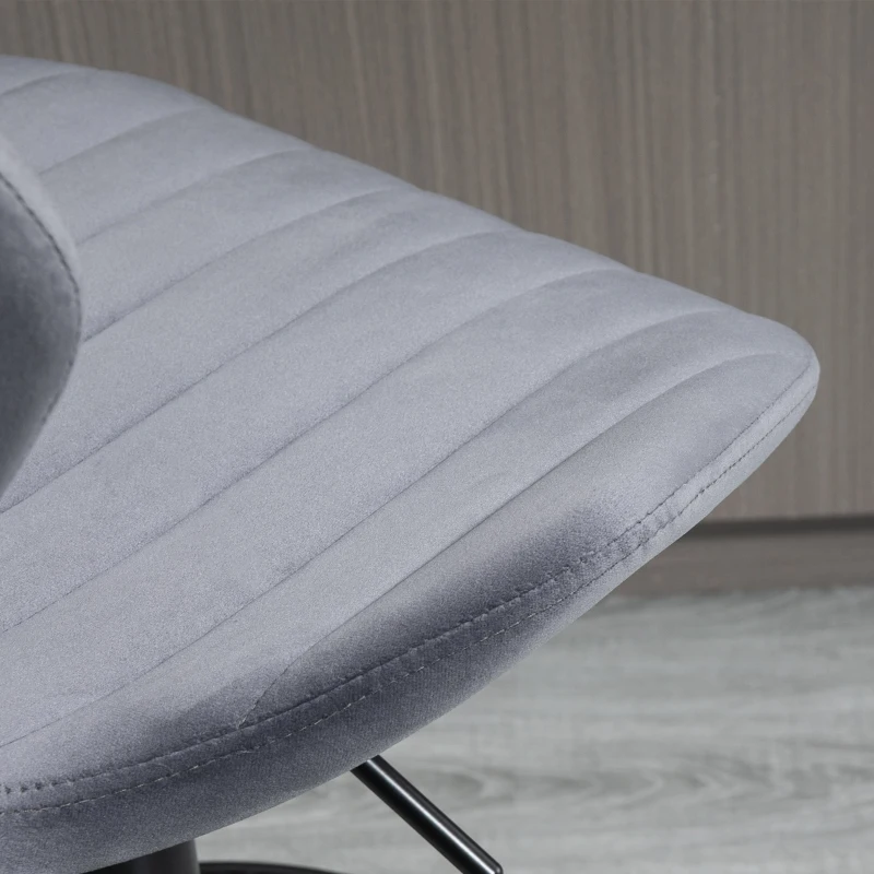 Bar Stool Set of 2 Velvet-Touch Adjustable Height Swivel Chairs Footrest