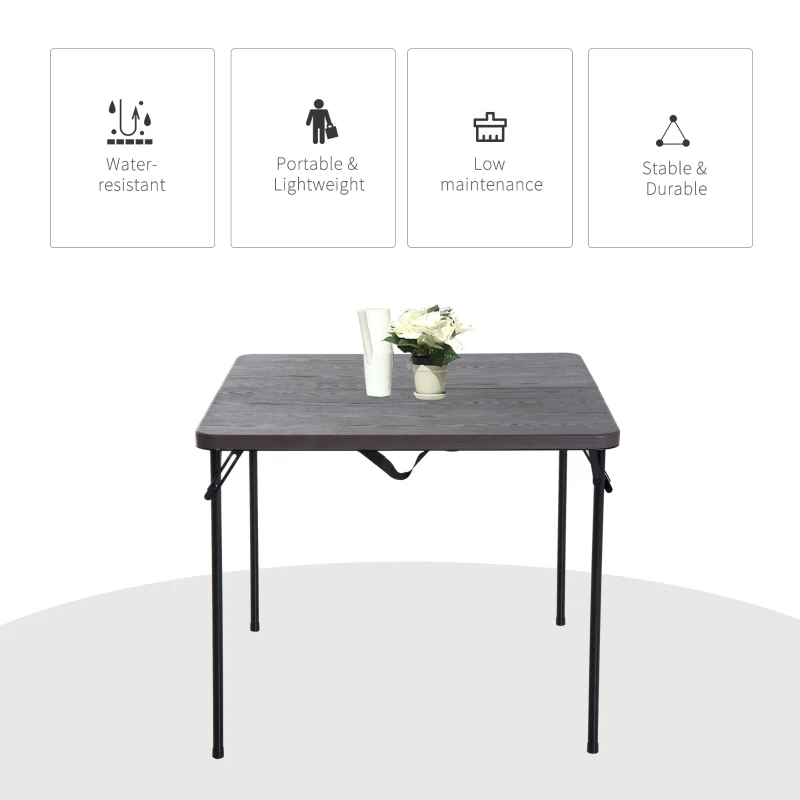 Outsunny Masa Camping Pliabila, din Metal si Plastic Maro 86x86x71,5cm