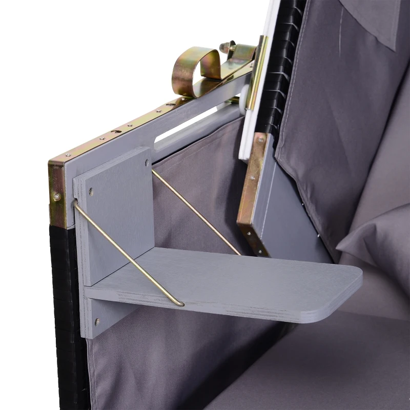 Outsunny Sdraio da Spiaggia Reclinabile a 2 Posti con Tettuccio Parasole e Cassetti, Grigio